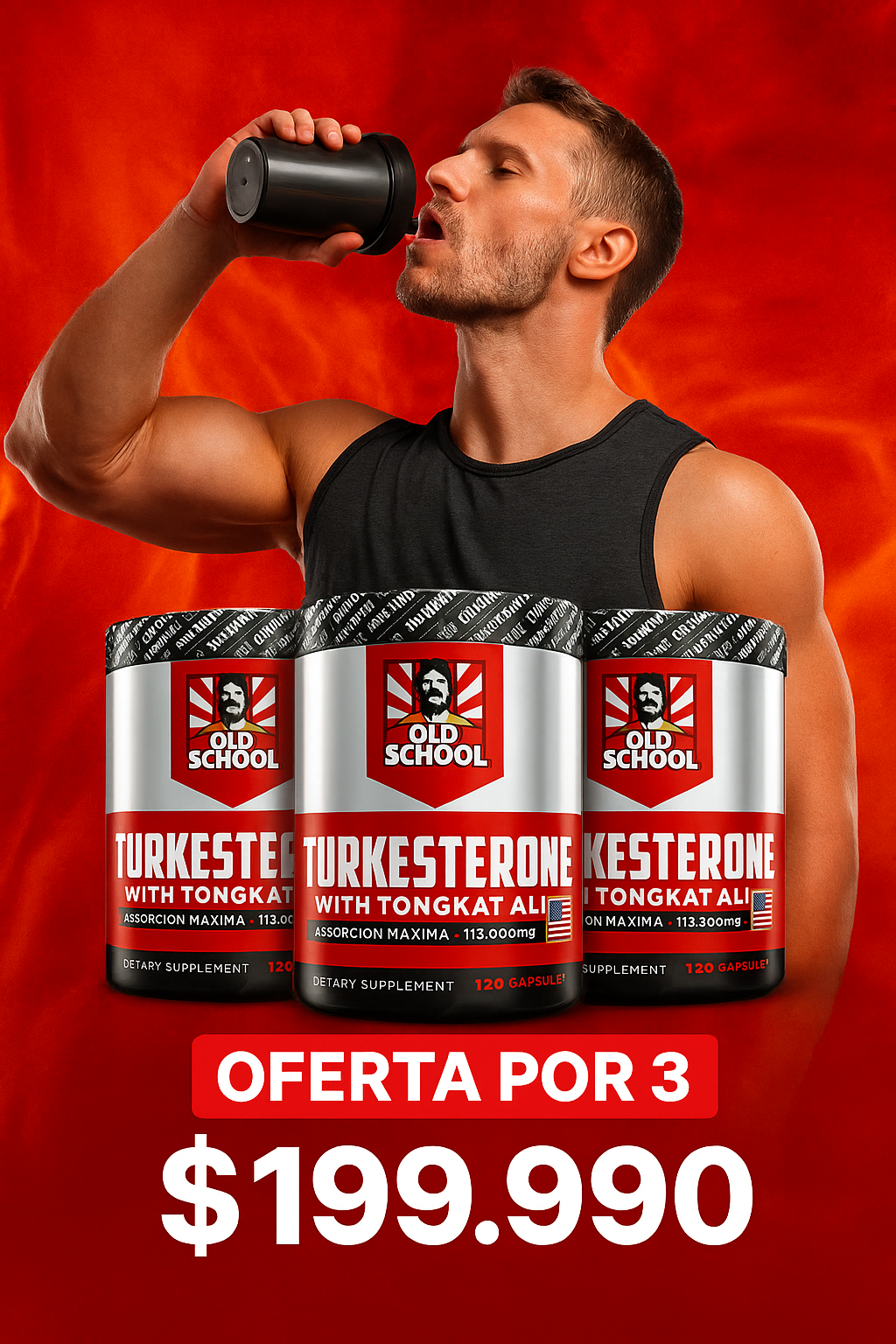 Old School Turkesterone™ Gana Fuerza, Rinde en la cama (120 Capsulas)
