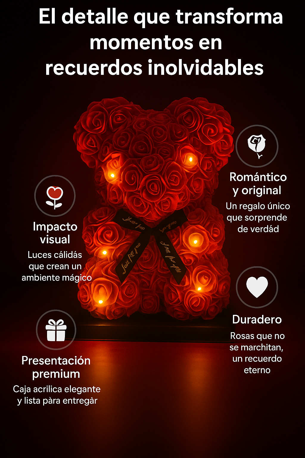 BearAmor- Oso de rosas eternas + Carta de regalo sorpresa