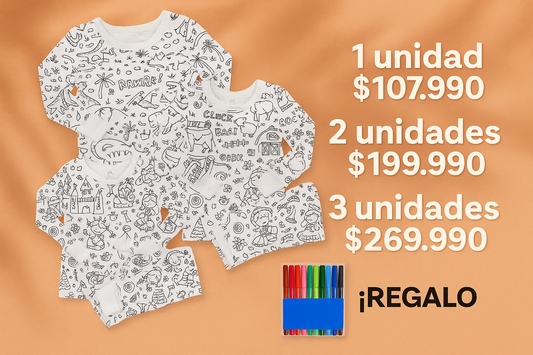 PIJAMA COLOREABLE + KIT DE MARCADORES NO TOXICOS ⚠️