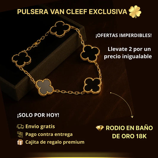 2 Pulseras Van Cleef con baño de oro 18K